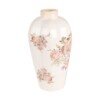 Clayre & Eef keramieken vaas beige met roze bloemen Ø17x30 cm