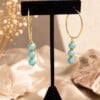 Creolen met turquoise jade kralen - uniek en handgemaakt