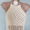 Crème kleur macrame haltertop.