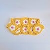Gehaakt baby vestje | Bolero geel met wit en roze bloemen