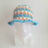 Gehaakte bucket hat | Oranje, lila, turquoise, sagegroen en wit