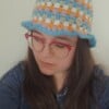 Gehaakte bucket hat | Oranje, lila, turquoise, sagegroen en wit