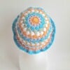 Gehaakte bucket hat | Oranje, lila, turquoise, sagegroen en wit