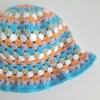 Gehaakte bucket hat | Oranje, lila, turquoise, sagegroen en wit