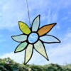 Gele transparante bloem | handgemaakt glas-in-lood | Tiffany | raamdecoratie