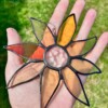 Gele transparante bloem | handgemaakt glas-in-lood | Tiffany | raamdecoratie