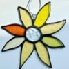 Gele transparante bloem | handgemaakt glas-in-lood | Tiffany | raamdecoratie