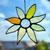 Gele transparante bloem | handgemaakt glas-in-lood | Tiffany | raamdecoratie