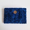 Geweven pasjeshouder | Donkerblauw velvet look