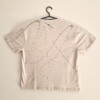 Hand Gedrukt T-Shirt, Beige Katoen, Zwarte Vlindervleugels en Verfspetters, Streetwear Casual