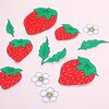 Hand getekende Sticker set, Aardbeien, Blaadjes en Bloemen