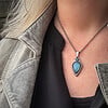 Handgemaakte zilveren hanger met Blauwe Chalcedoon ✨💙