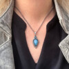 Handgemaakte zilveren hanger met Blauwe Chalcedoon ✨💙