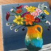 Handgeschilderd bloemen tegeltje — origineel kunstwerk | 10 × 10 cm