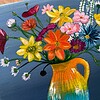 Handgeschilderd bloemen tegeltje — origineel kunstwerk | 10 × 10 cm