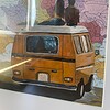 Handgeschilderd kunstwerk op kaart – On the Road – unieke roadtrip scene, ingelijst (33 x 43 cm)