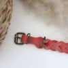 Koraal Vetleer Halsband | Robuuste vlecht | Maat XS 23-27 cm