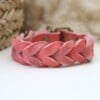 Koraal Vetleer Halsband | Robuuste vlecht | Maat XS 23-27 cm