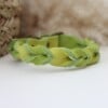 Lime Vetleer Halsband | Subtiele vlecht | Maat S 27-34 cm