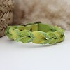 Lime Vetleer Halsband | Subtiele vlecht | Maat S 27-34 cm