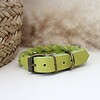 Lime Vetleer Halsband | Subtiele vlecht | Maat S 27-34 cm