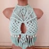 Macrame topje, turquoise.
