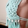 Macrame topje, turquoise.