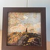 Origineel kunstwerk op kaart (18 x 18 cm) – Between the Dunes – handgeschilderd, ingelijst, uniek