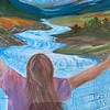 Origineel kunstwerk op kaart A4 – Open Valley – handgeschilderd acryl, ingelijst