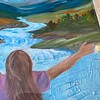 Origineel kunstwerk op kaart A4 – Open Valley – handgeschilderd acryl, ingelijst