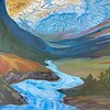 Origineel kunstwerk op kaart A4 – Open Valley – handgeschilderd acryl, ingelijst