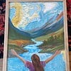 Origineel kunstwerk op kaart A4 – Open Valley – handgeschilderd acryl, ingelijst