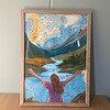 Origineel kunstwerk op kaart A4 – Open Valley – handgeschilderd acryl, ingelijst