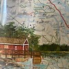 Origineel kunstwerk op kaart Zweden – Lakeside Cabin – handgeschilderd acryl, ingelijst 23 x 33 cm (ca. A4) uniek