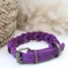 Paars Vetleer Halsband | Robuuste vlecht