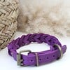 Paars Vetleer Halsband | Robuuste vlecht