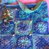 Tas/cross-over band Ocean Blue met schelpjes en Tashanger versiert