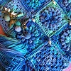 Tas/cross-over band Ocean Blue met schelpjes en Tashanger versiert