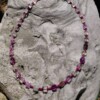 Violet Night: ketting met vierkante fluoriet en robijntjes
