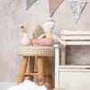 Vlaggenlijn Dreamy Blossom | Pastel kleur (Roze / Licht blauw / Neutraal) met bloemen slinger met driehoek vlaggetjes gemaakt van stof