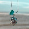 Zeeglas Zon & Maan Ketting Zilver