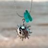 Zeeglas Zon & Maan Ketting Zilver