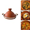 100% Lead-Free Moroccan Tagine | Handmade Natural Clay Tajine with Handle | Unglazed Authentic Cookware | Traditional Moroccan Cooking Pot.