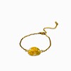 Armband met Steenvormige Hanger Gevuld met Echte Bloemen uit Amsterdam (Limoncello Romance)