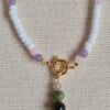 Basic ketting angeliet, rozenkwarts en miyuki kralen met boeisluiting voor bedels