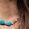 Blue Heart: ketting met twee turquenietharten, rozekwarts, amethist en robijntjes