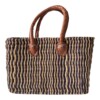 Boho Straw Bag with Leather Handles -Closure | Handmade Beach Bag - Market Tote | Summer Shoulder Bag | Unique Boho Gift for Her