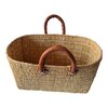 Boho Straw Bag with Leather Handles -Closure | Handmade Beach Bag - Market Tote | Summer Shoulder Bag | Unique Boho Gift for Her