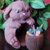 Chagrijnig boos konijnenkaars - Grumpy Gerrit (bruin)