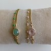 Dubbele Schakelarmband Goudkleurig met Roze of Groene Details – Verstelbare Damesarmband met Bedel